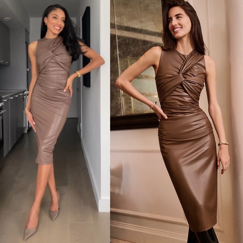 NWT Express Faux Leather Body Contour Compression Shapewear Midi Dress Plus XL